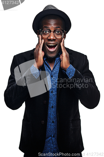 Image of The black man with surprised expression