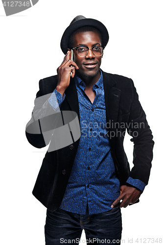 Image of The black man with phone