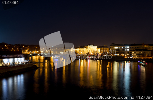 Image of Night photo Prague river Vltava