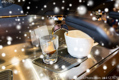 Image of close up of espresso machine making coffee