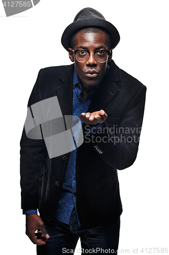 Image of The black man with unhappy expression