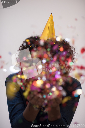 Image of confetti man on party