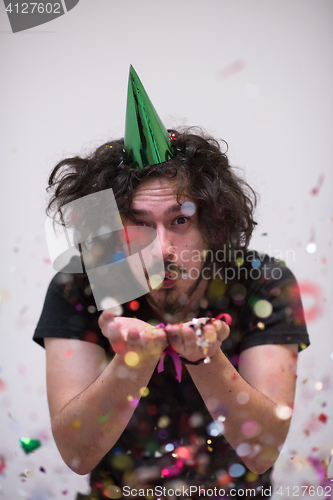 Image of confetti man on party