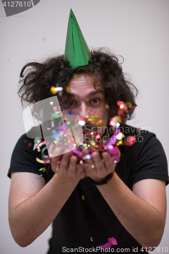 Image of confetti man on party