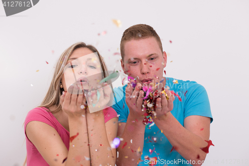 Image of romantic couple celebrating