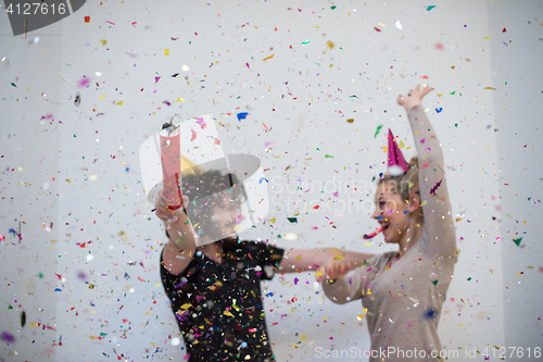 Image of romantic couple celebrating