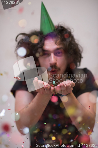 Image of confetti man on party