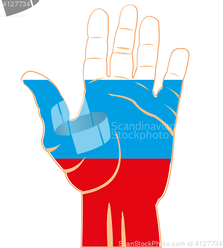 Image of Flag to russia on palm