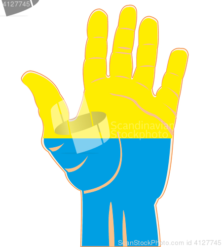 Image of Flag of the ukraine on palm