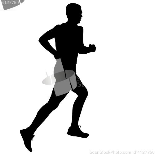 Image of Silhouettes Runners on sprint, men. illustration.