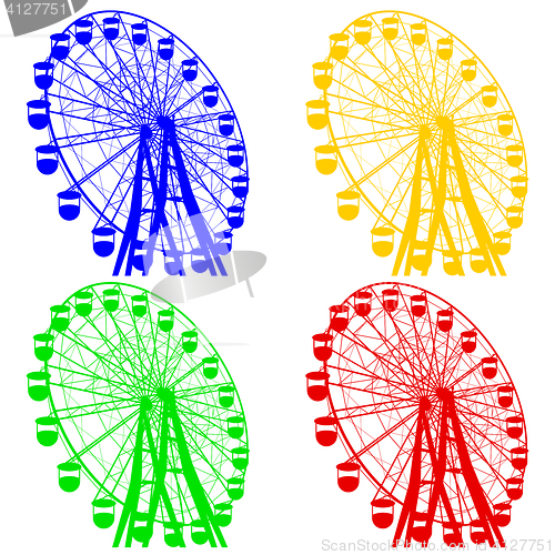 Image of Silhouette atraktsion colorful ferris wheel. illustration