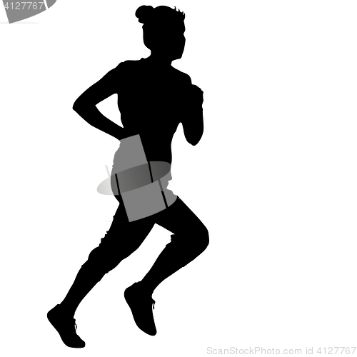 Image of Silhouettes Runners on sprint, women. illustration.