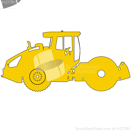 Image of Silhouette of a road roller. illustration.