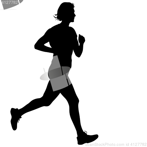 Image of Silhouettes Runners on sprint, women. illustration.