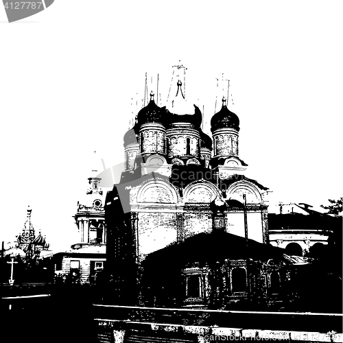 Image of Silhouette of the old church. illustration.