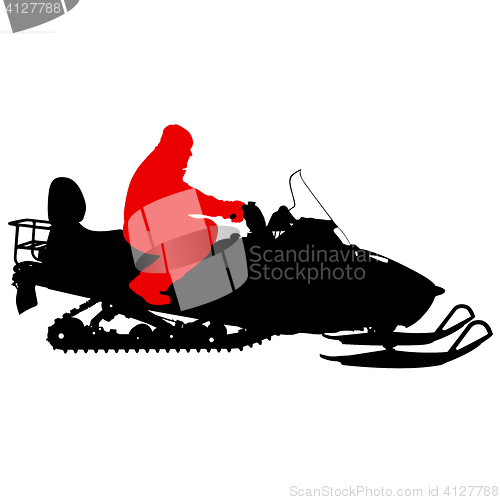 Image of Silhouette snowmobile  on white background. illustration