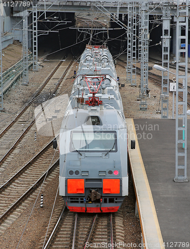 Image of Beautiful photo of high speed modern commuter train, motion blur