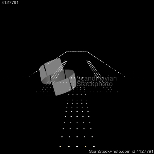 Image of Luminous night landing lights Airport. illustration.