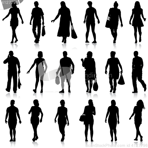 Image of Black silhouettes of beautiful mans and womans on white backgrou