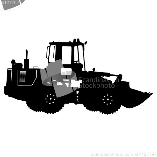 Image of Silhouette of a heavy loaders with a ladle. illustration.