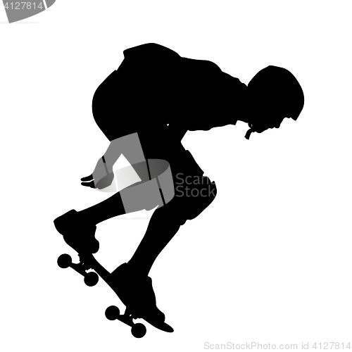 Image of Silhouettes a skateboarder performs jumping.