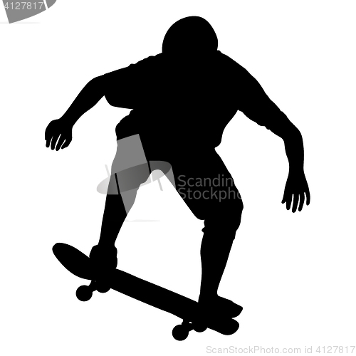 Image of Silhouettes a skateboarder performs jumping.