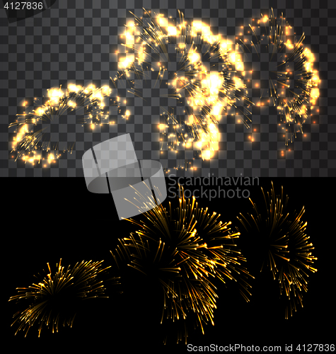 Image of Set of isolated fireworks