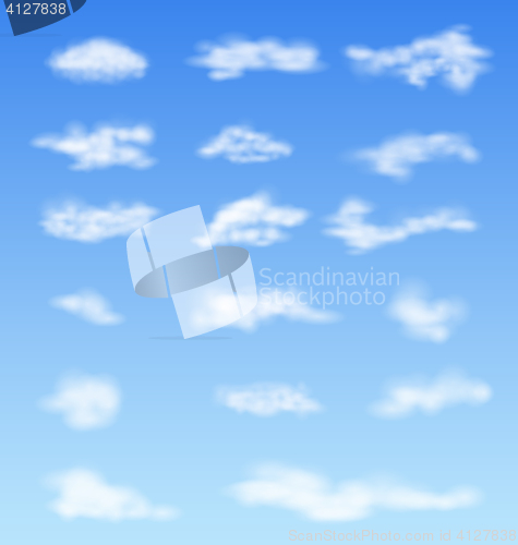 Image of Landscape atmosphere fluffy white clouds blue sky nature backgro