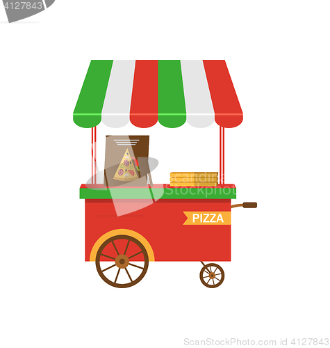 Image of Cart of Pizza Isolated