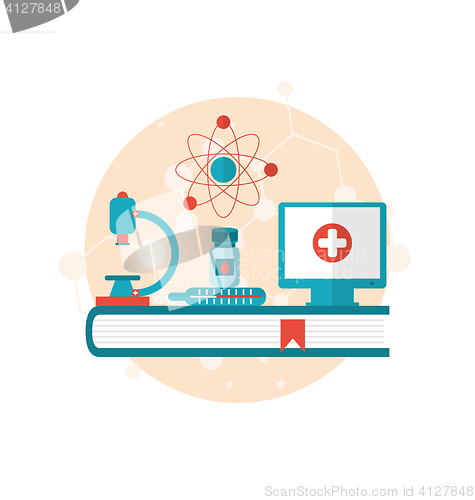 Image of Set flat icons of objects medicine laboratory, concept of health