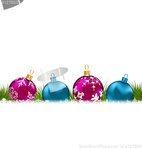 Image of Christmas invitation with colorful glass balls