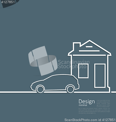 Image of Web template house and parking car logo in minimal flat style cl