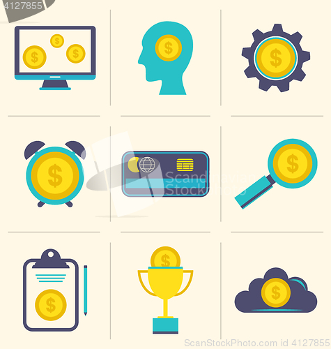 Image of Flat icons of financial and business items
