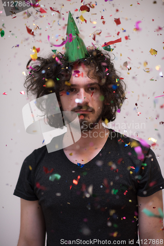 Image of confetti man on party