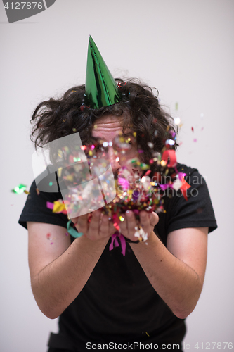 Image of confetti man on party