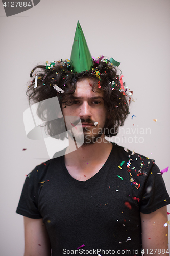 Image of confetti man on party