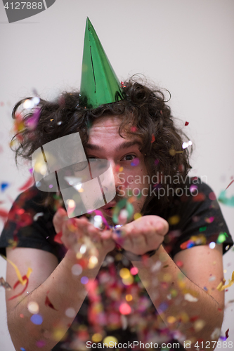 Image of confetti man on party