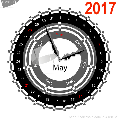 Image of Creative idea of design a Clock with circular calendar