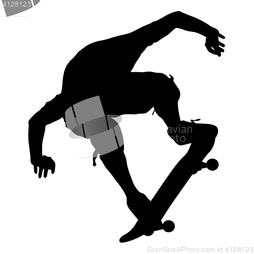 Image of Silhouettes a skateboarder performs jumping.