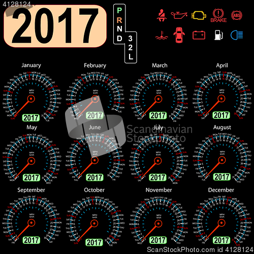 Image of year 2017 calendar speedometer car