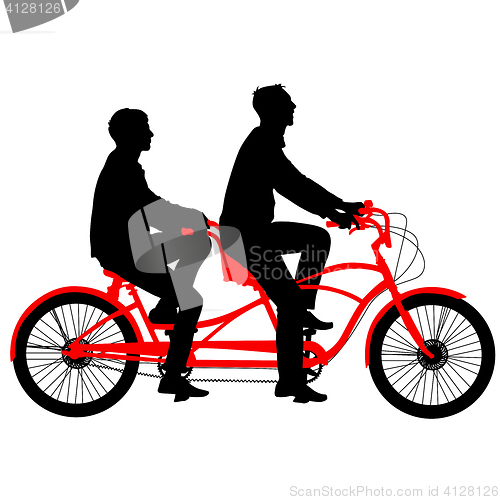 Image of Silhouette of two athletes on tandem bicycle.