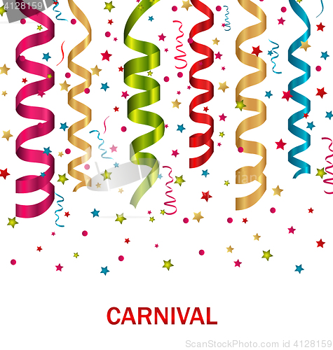 Image of Carnival background with set colorful paper serpentine