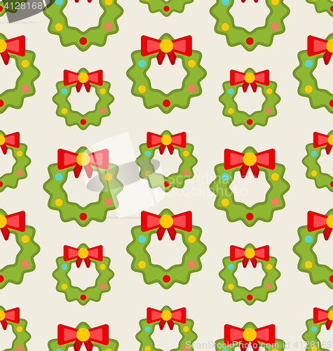 Image of Seamless Pattern with Christmas Wreathes