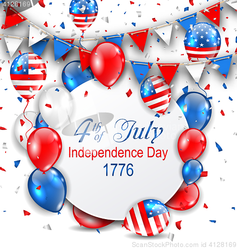 Image of Party Background with Traditional American Colors with Greeting Card