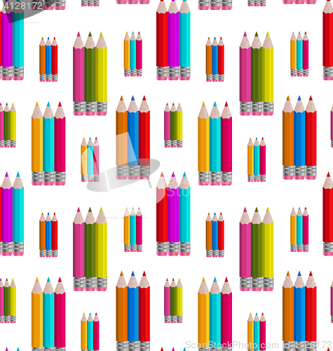 Image of Seamless Pattern with Colorful Pencils