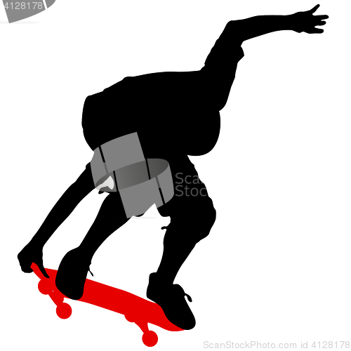 Image of Silhouettes a skateboarder performs jumping. illustration