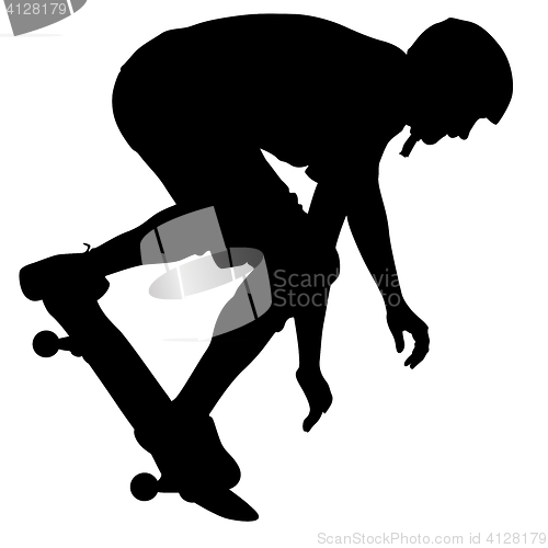 Image of Silhouettes a skateboarder performs jumping. illustration