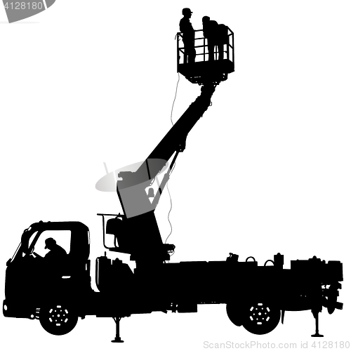 Image of Electrician, making repairs at a power pole. illustration