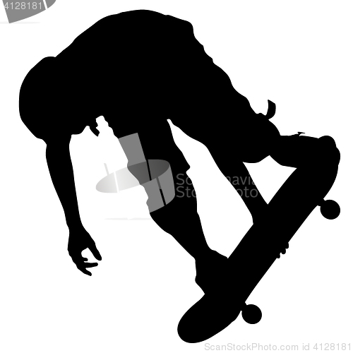 Image of Silhouettes a skateboarder performs jumping. illustration