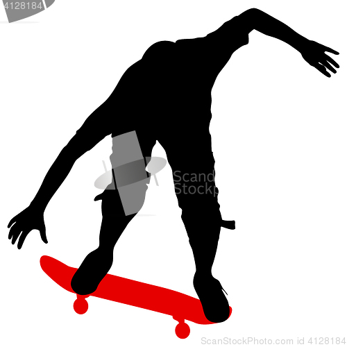 Image of Silhouettes a skateboarder performs jumping. illustration